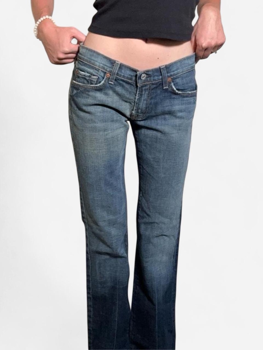 7 For All Mankind Women's Pink Sequin Flared Jeans